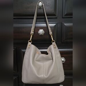 HOBO Pier Pebbled Gray Leather Shoulder Bag